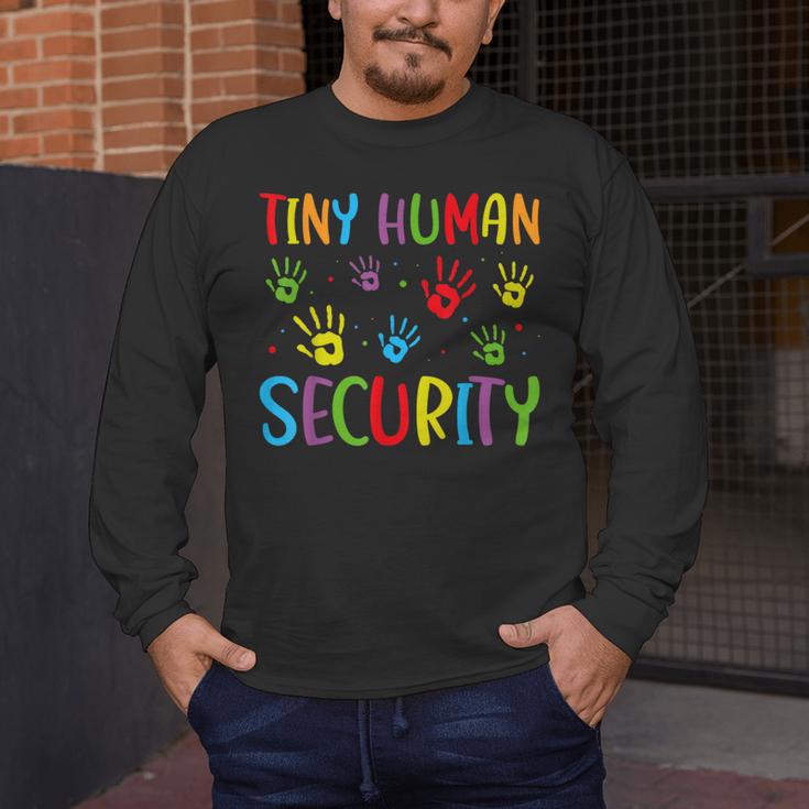 Tiny Human Security Preschool Childcare Teacher Babysitters Men's Long Sleeve T-Shirt, funny design