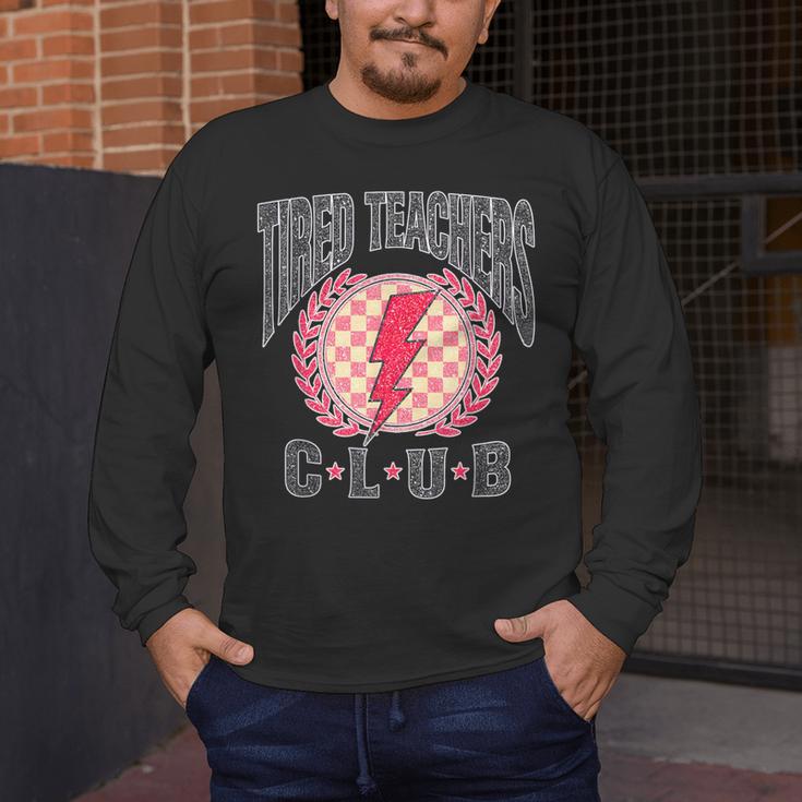 Tired Teachers Club Study Lover School Apparel Men's Long Sleeve T-Shirt, funny design Tired Teachers Club Study Lover School Apparel Men's Long Sleeve T-Shirt, funny design