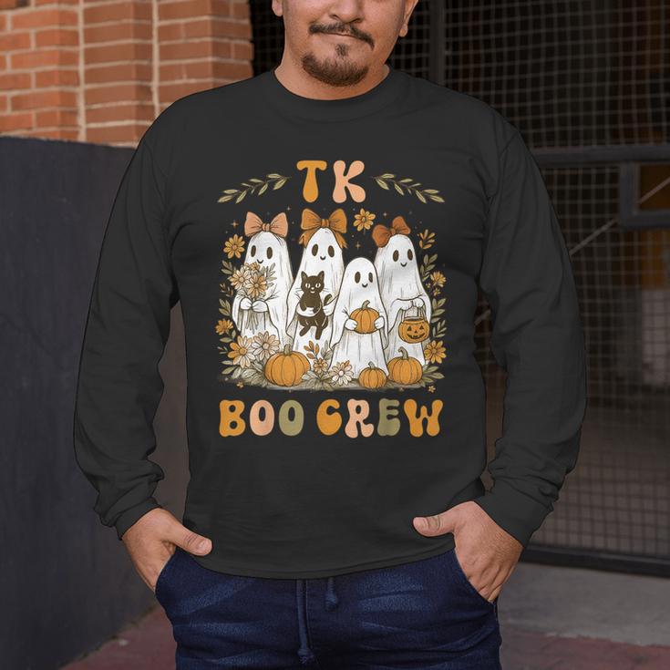 TK Boo Crew Preppy Halloween Floral Ghost TK Teacher Team TK Men's Long Sleeve T-Shirt, funny design TK Boo Crew Preppy Halloween Floral Ghost TK Teacher Team TK Men's Long Sleeve T-Shirt, funny design