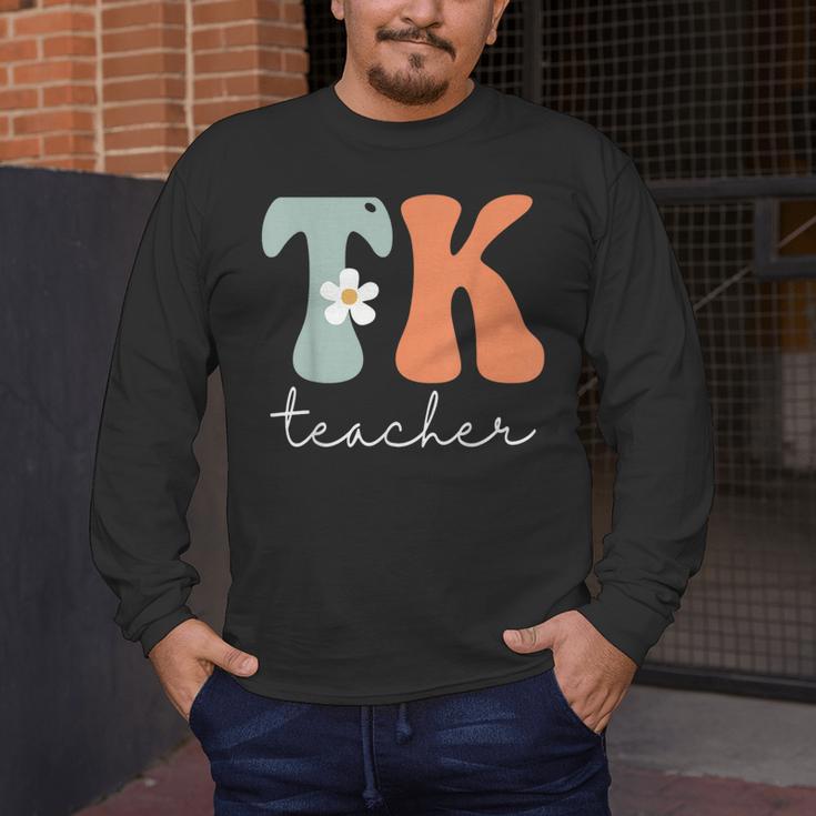 TK Teacher Retro Groovy Vintage Happy First Day Of School Men's Long Sleeve T-Shirt, funny design TK Teacher Retro Groovy Vintage Happy First Day Of School Men's Long Sleeve T-Shirt, funny design