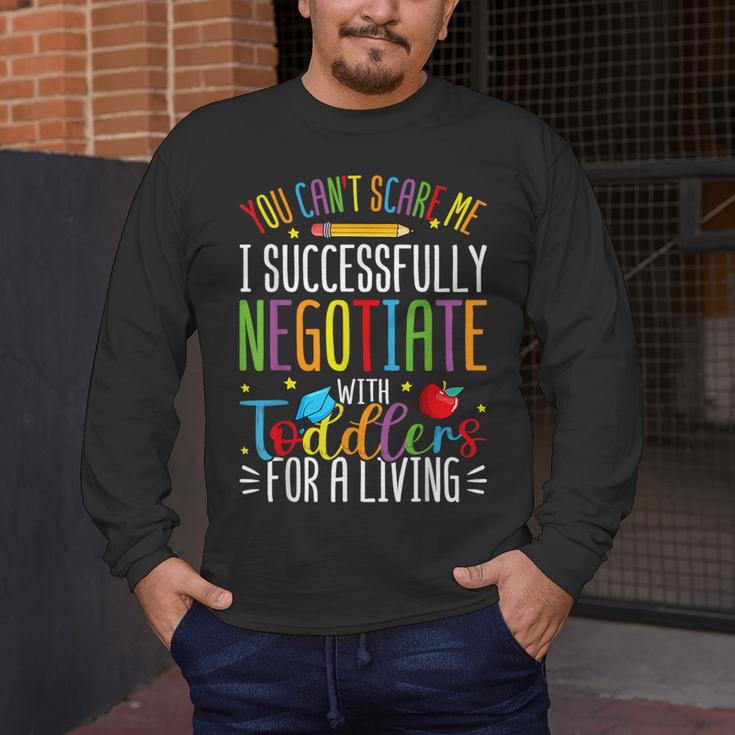 Toddler Negotiator Preschool Teacher Humor Babysitters Men's Long Sleeve T-Shirt, funny design