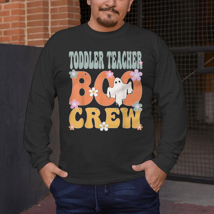 Toddler Teacher Boo Crew Ghost Groovy Halloween For Women Men's Long Sleeve T-Shirt, funny design