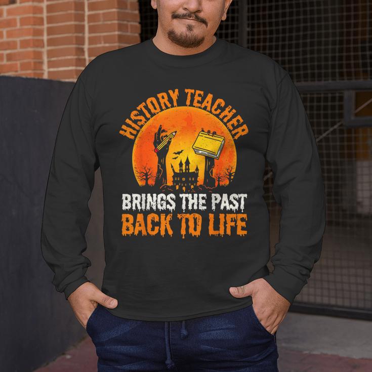 History Teacher Brings Past Back To Life Halloween Zombie Men's Long Sleeve T-Shirt, funny design History Teacher Brings Past Back To Life Halloween Zombie Men's Long Sleeve T-Shirt, funny design