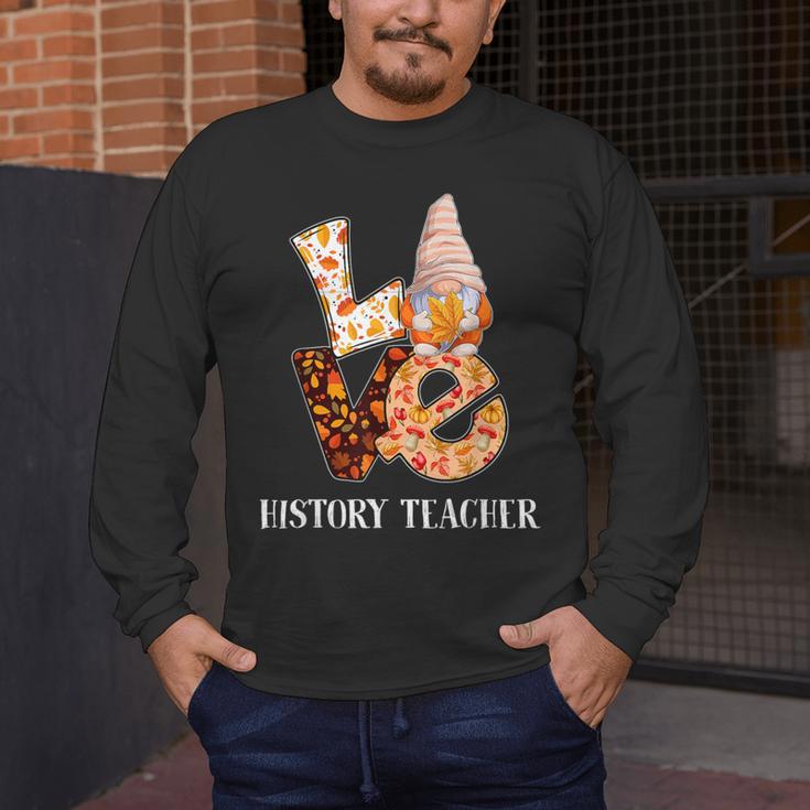 History Teacher Love Autumn Fall Gnome For Teachers For Men Women Men's Long Sleeve T-Shirt, funny design