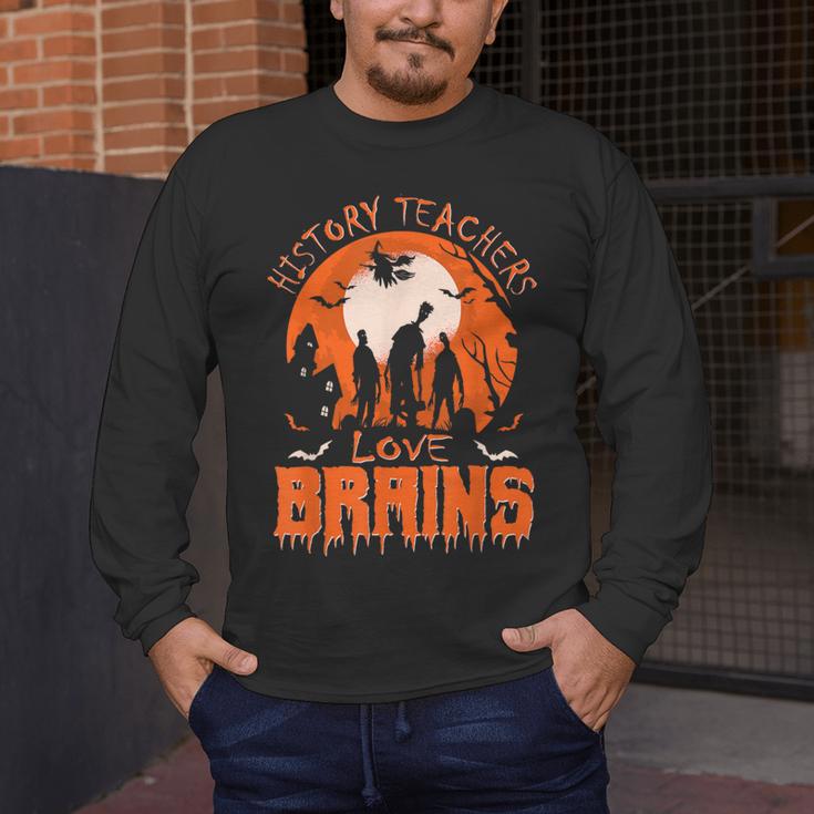 History Teachers Love Brains Halloween Teacher For Men Women Men's Long Sleeve T-Shirt, funny design History Teachers Love Brains Halloween Teacher For Men Women Men's Long Sleeve T-Shirt, funny design