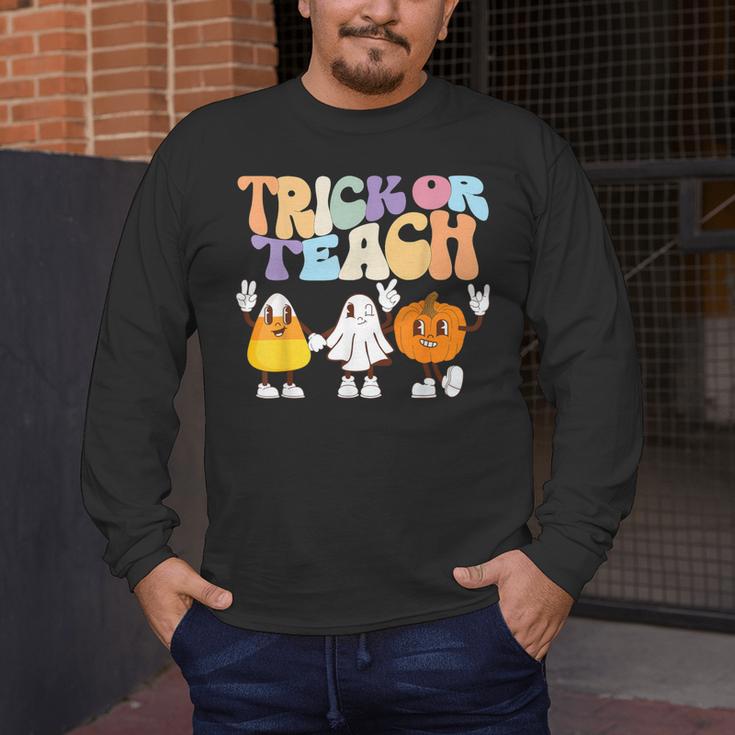 Trick Or Teach Cute Halloween Teacher Men's Long Sleeve T-Shirt, funny design