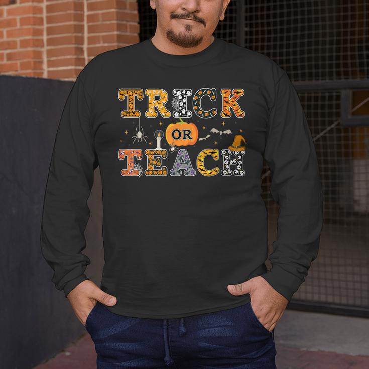 Trick Or Teach Funny School Teacher Halloween Costume Men's Long Sleeve T-Shirt, funny design Trick Or Teach Funny School Teacher Halloween Costume Men's Long Sleeve T-Shirt, funny design