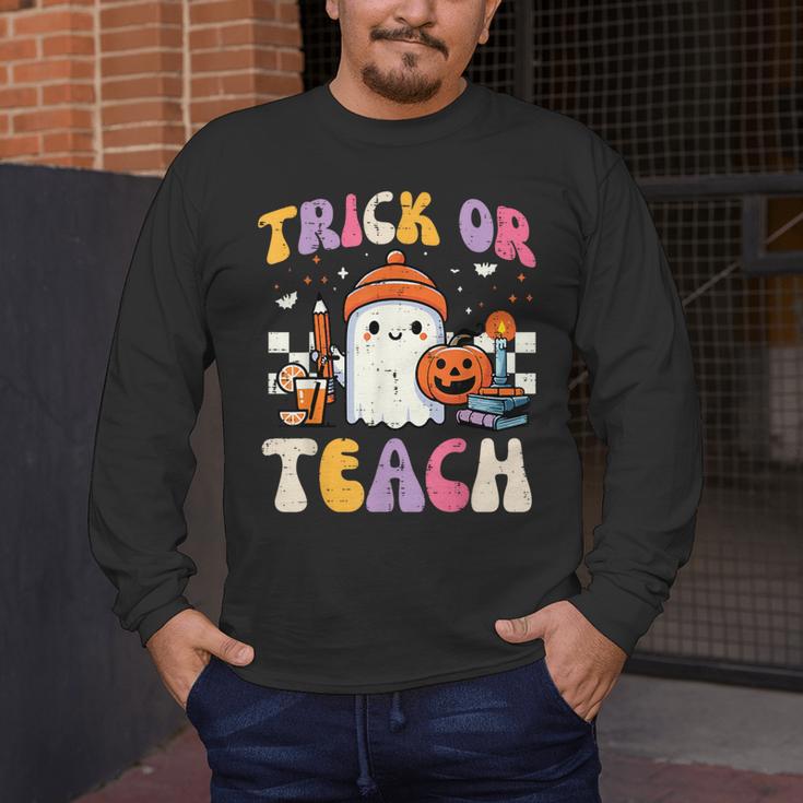 Trick Or Teach Ghost Teacher School Halloween Men Women Men's Long Sleeve T-Shirt, funny design