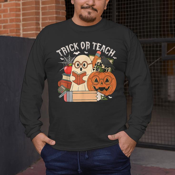 Trick Or Teach Retro Halloween Teacher Women Men Costume Men's Long Sleeve T-Shirt, funny design Trick Or Teach Retro Halloween Teacher Women Men Costume Men's Long Sleeve T-Shirt, funny design