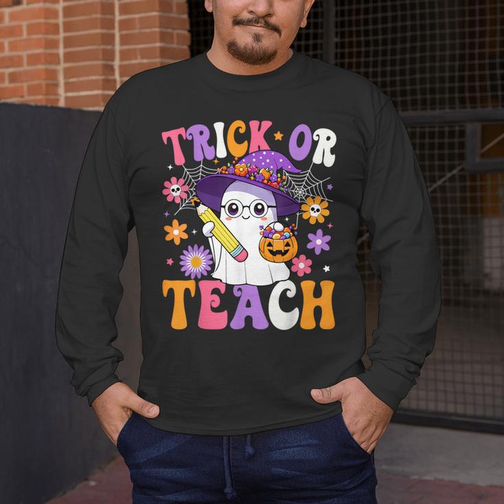 Trick Or Teach Teacher Ghost Teaching Fun Halloween Teacher Men's Long Sleeve T-Shirt, funny design Trick Or Teach Teacher Ghost Teaching Fun Halloween Teacher Men's Long Sleeve T-Shirt, funny design