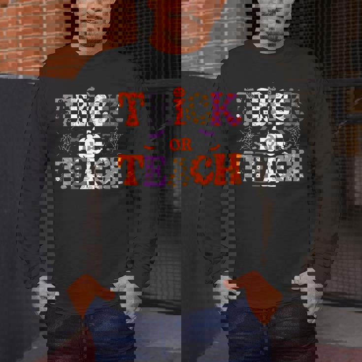 Trick Or Teach Teacher Halloween Costume Men Women Men&#x27;s Long Sleeve T-Shirt, funny design