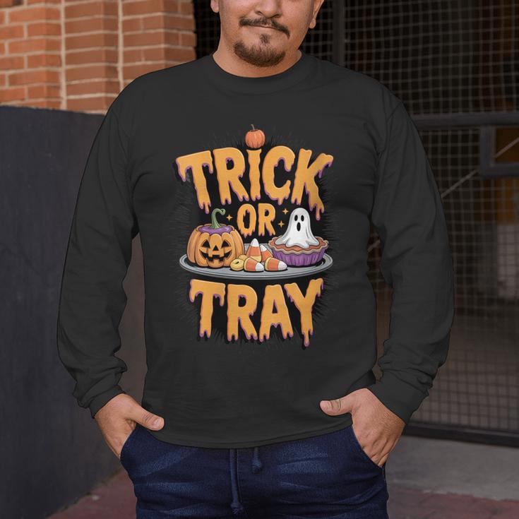 Trick Or Tray Halloween Cafeteria Teacher School Men's Long Sleeve T-Shirt, funny design