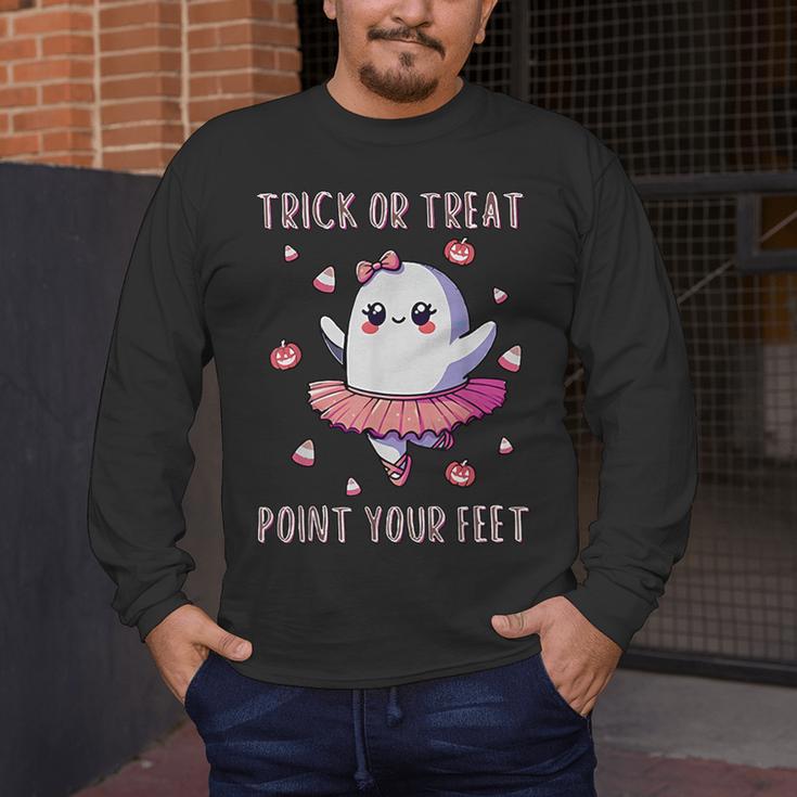 Trick Or Treat Point Your Feet Halloween Ghost Dance Teacher Men's Long Sleeve T-Shirt, funny design