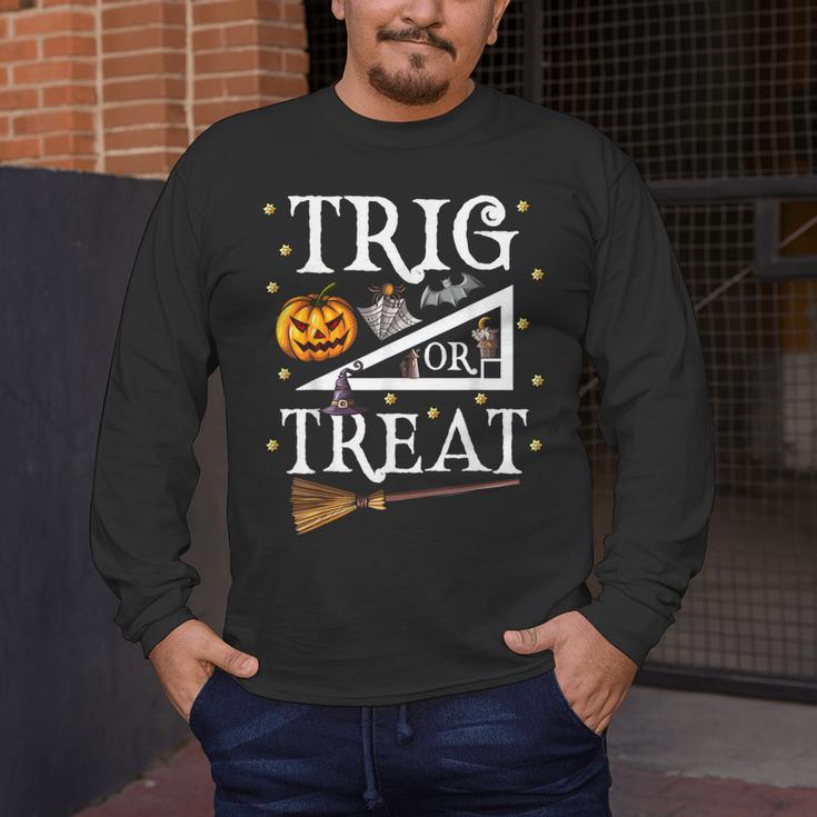 Trig Or Treat Shirt Halloween Math Teacher School College Men Women Kids Men's Long Sleeve T-Shirt, funny design