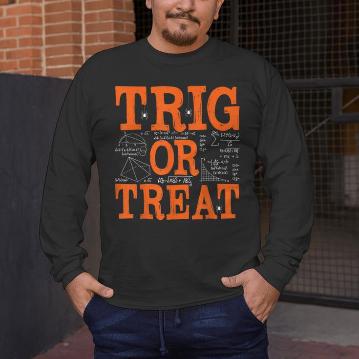 Trig Or Treat Trigonometry Math Teacher Halloween Men's Long Sleeve T-Shirt, funny design Trig Or Treat Trigonometry Math Teacher Halloween Men's Long Sleeve T-Shirt, funny design