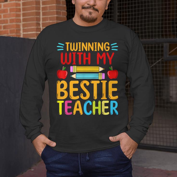 Twinning With My Bestie Teacher Boy Spirit Week Twin Day Men's Long Sleeve T-Shirt, funny design