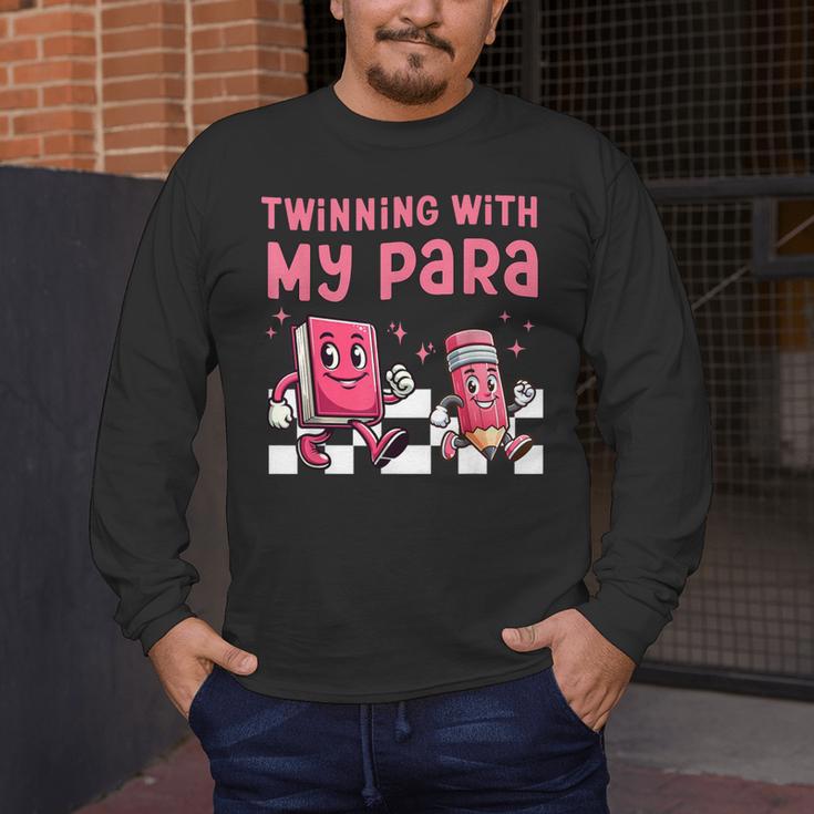Twinning With My Para Teacher Matching Paraprofessional 70s For Men Women Men's Long Sleeve T-Shirt, funny design