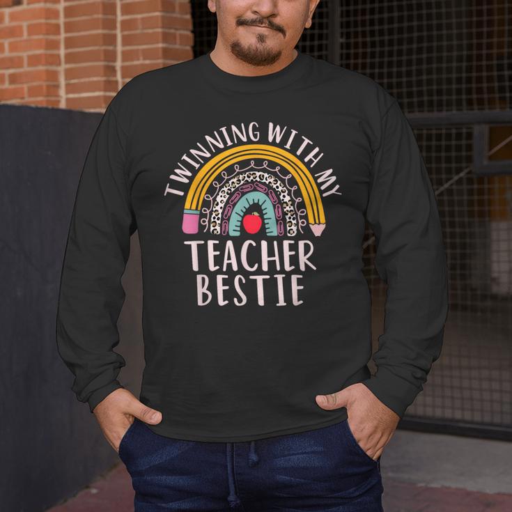 Twinning With My Teacher Bestie Spirit Week Girls Day Kids Men's Long Sleeve T-Shirt, funny design Twinning With My Teacher Bestie Spirit Week Girls Day Kids Men's Long Sleeve T-Shirt, funny design