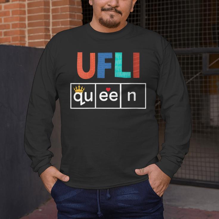 UFLI Queen Science Of Reading Literacy Teacher Appreciation Men's Long Sleeve T-Shirt, funny design