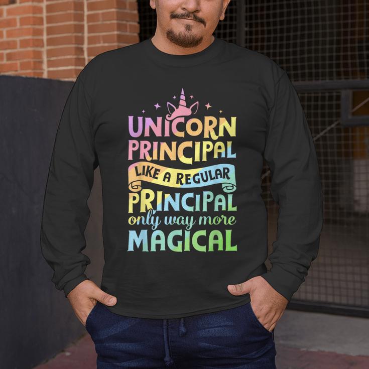Unicorn Principal Back To School Teacher Appreciation Men's Long Sleeve T-Shirt, funny design