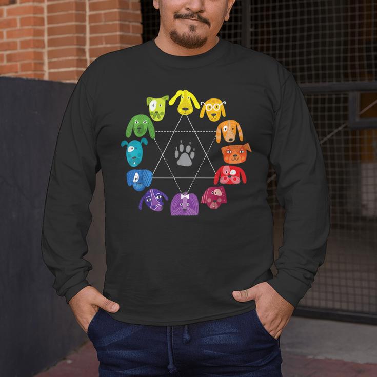Unique For Artists By ADS Color Wheel Educational Art Teacher Dog Themed Artist Small Men's Long Sleeve T-Shirt, funny design
