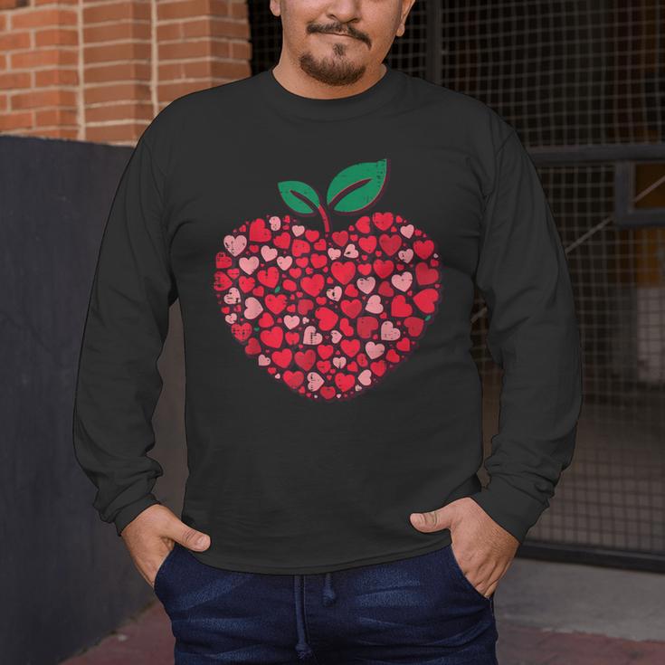 Valentines Day Teacher Hearts Apple Love Teach Women Men Men's Long Sleeve T-Shirt, funny design Valentines Day Teacher Hearts Apple Love Teach Women Men Men's Long Sleeve T-Shirt, funny design