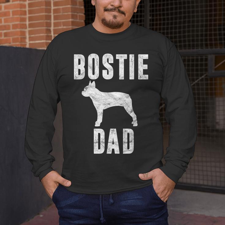 Vintage Boston Terrier Dad Dog Daddy Bostie Father Men's Long Sleeve T-Shirt, funny design