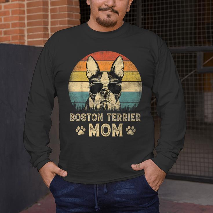 Vintage Boston Terrier Mom Dog Lovers Mother's Day Men's Long Sleeve T-Shirt, funny design