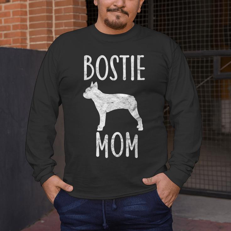 Vintage Boston Terrier Mom Dog Owner Bostie Mother Men's Long Sleeve T-Shirt, funny design