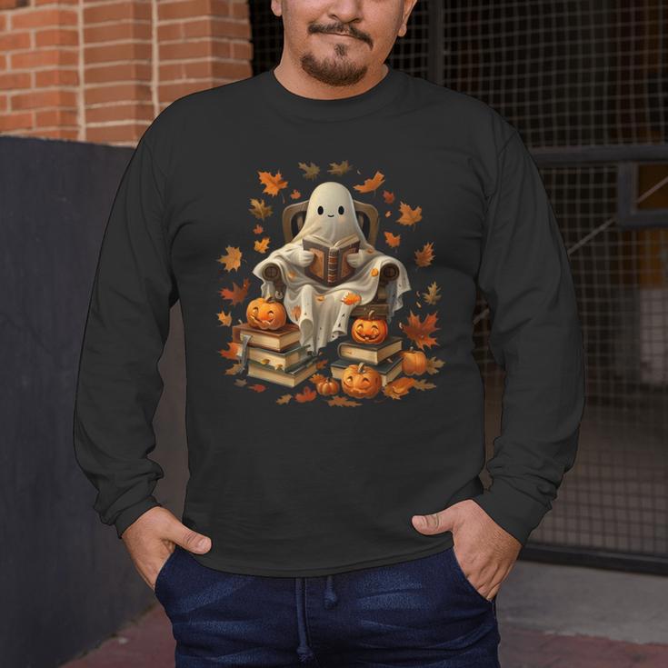 Vintage Ghost Book Reading Pumpkin Gothic Halloween Teachers Men Women Kids Men's Long Sleeve T-Shirt, funny design Vintage Ghost Book Reading Pumpkin Gothic Halloween Teachers Men Women Kids Men's Long Sleeve T-Shirt, funny design