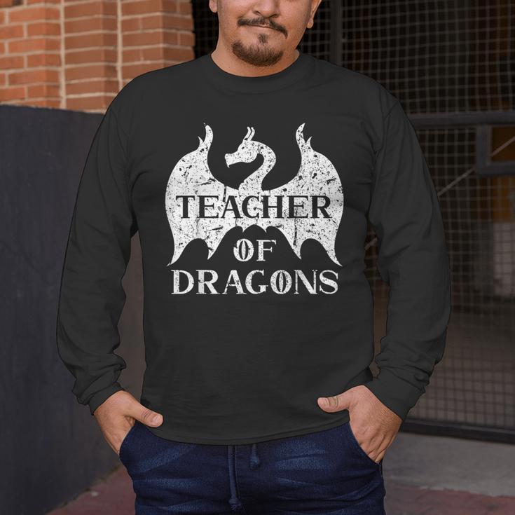 Vintage Teacher Of Dragons Quotes Teacher Student Men's Long Sleeve T-Shirt, funny design