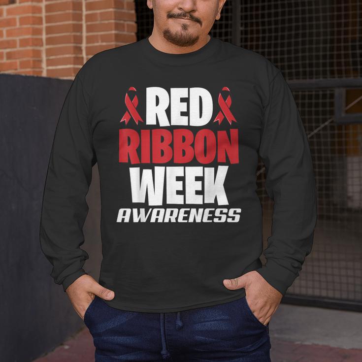 We Wear Red For Red Ribbon Week Awareness Mothers Teachers Men's Long Sleeve T-Shirt, funny design We Wear Red For Red Ribbon Week Awareness Mothers Teachers Men's Long Sleeve T-Shirt, funny design