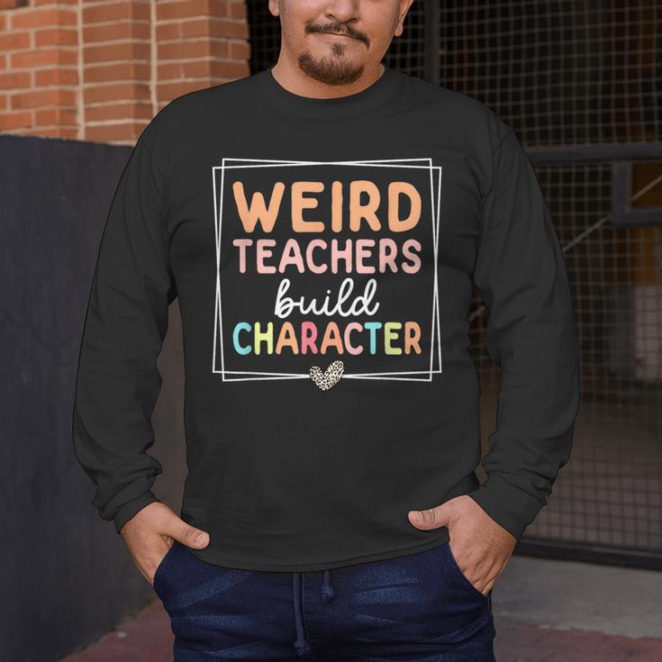 Weird Teachers Build Character Leopard Retro Teacher Men's Long Sleeve T-Shirt, funny design Weird Teachers Build Character Leopard Retro Teacher Men's Long Sleeve T-Shirt, funny design