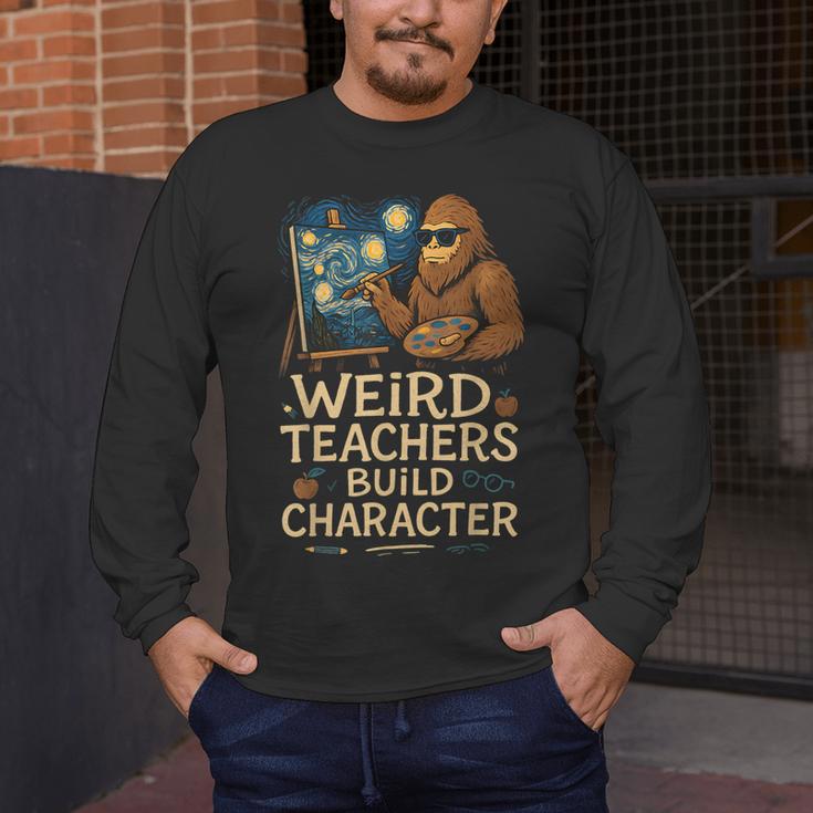 Weird Teachers Build Character Van Bigfoot Art Men's Long Sleeve T-Shirt, funny design Weird Teachers Build Character Van Bigfoot Art Men's Long Sleeve T-Shirt, funny design