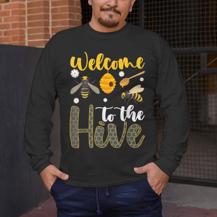 Welcome To The Hive Bee Teacher Back To School Men's Long Sleeve T-Shirt, funny design Welcome To The Hive Bee Teacher Back To School Men's Long Sleeve T-Shirt, funny design