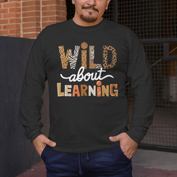 Wild About Learning Back To School First Day Teacher Student Men's Long Sleeve T-Shirt, funny design Wild About Learning Back To School First Day Teacher Student Men's Long Sleeve T-Shirt, funny design