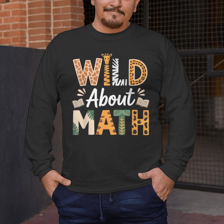 Wild About Math Cute Teacher Student Math Club Men's Long Sleeve T-Shirt, funny design