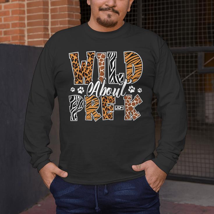 Wild About Pre-K Teacher Student First Day Of Kindergarten Men's Long Sleeve T-Shirt, funny design
