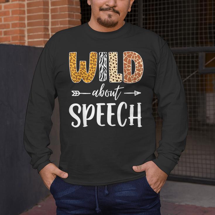 Wild About Speech SLP Leopard Teacher Back To School Kids Men's Long Sleeve T-Shirt, funny design Wild About Speech SLP Leopard Teacher Back To School Kids Men's Long Sleeve T-Shirt, funny design