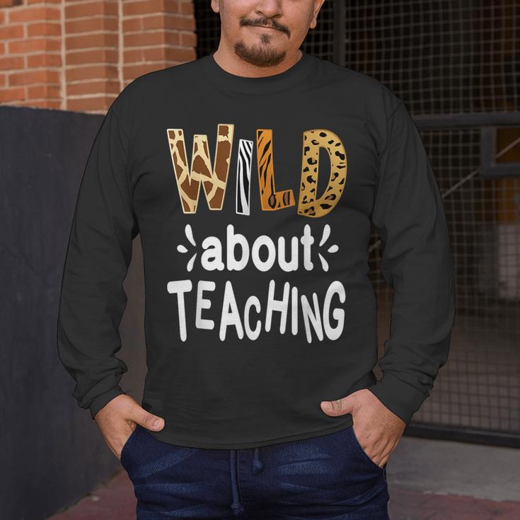 Wild About Teaching Teacher Student First Day Of School Men's Long Sleeve T-Shirt, funny design Wild About Teaching Teacher Student First Day Of School Men's Long Sleeve T-Shirt, funny design