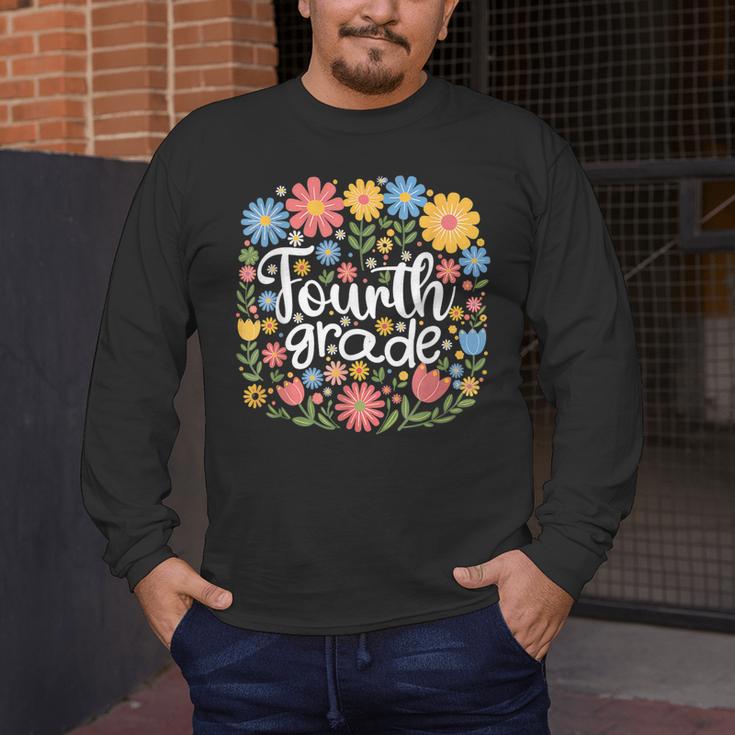 Wildflower 4th Fourth Grade Floral Back To School Teacher Men's Long Sleeve T-Shirt, funny design