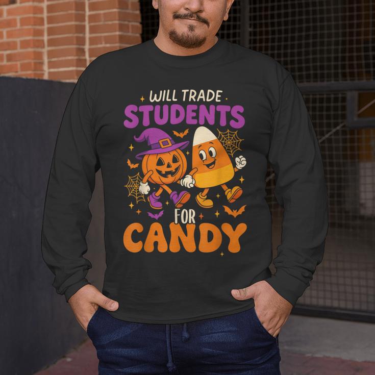 Will Trade Students For Candy Shirt Fun Candy Corn Teacher Men's Long Sleeve T-Shirt, funny design Will Trade Students For Candy Shirt Fun Candy Corn Teacher Men's Long Sleeve T-Shirt, funny design