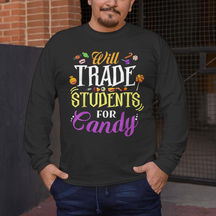 Will Trade Students For Candy Teacher Cute Halloween Costume Men's Long Sleeve T-Shirt, funny design Will Trade Students For Candy Teacher Cute Halloween Costume Men's Long Sleeve T-Shirt, funny design