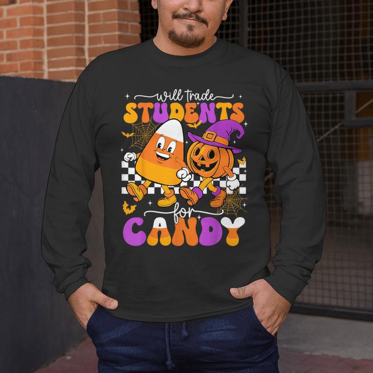 Will Trade Students For Candy Teacher Halloween Men's Long Sleeve T-Shirt, funny design Will Trade Students For Candy Teacher Halloween Men's Long Sleeve T-Shirt, funny design