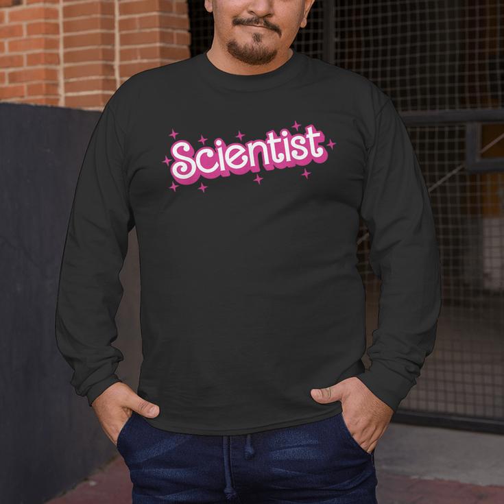 Women Retro Pink Scientist Science Teacher Back To School Men's Long Sleeve T-Shirt, funny design