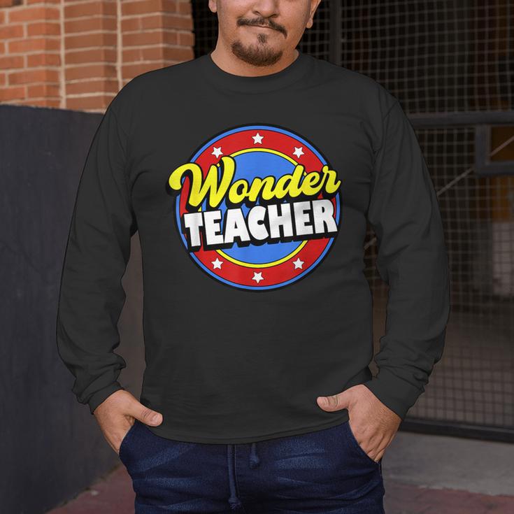Wonder Teacher Super Woman Power Superhero Back To School Men's Long Sleeve T-Shirt, funny design Wonder Teacher Super Woman Power Superhero Back To School Men's Long Sleeve T-Shirt, funny design