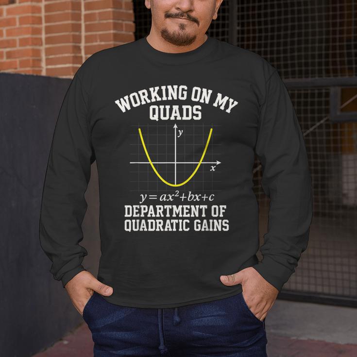 Working On My Quads Algebra Math Gym Teacher Men's Long Sleeve T-Shirt, funny design