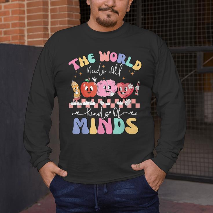 The World Needs All Kinds Of Minds Special Education Teacher Men's Long Sleeve T-Shirt, funny design The World Needs All Kinds Of Minds Special Education Teacher Men's Long Sleeve T-Shirt, funny design