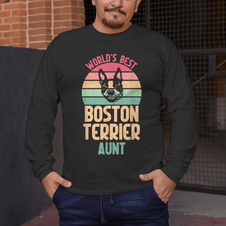 Worlds Best Boston Terrier Aunt Men's Long Sleeve T-Shirt, funny design