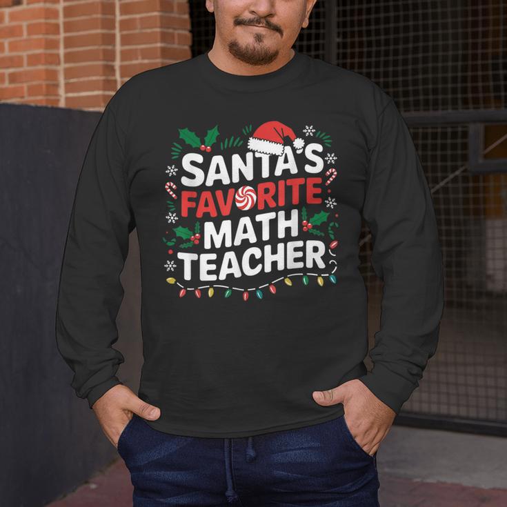 Xmas Lighting Santa's Favorite Math Teacher Christmas Men's Long Sleeve T-Shirt, funny design Xmas Lighting Santa's Favorite Math Teacher Christmas Men's Long Sleeve T-Shirt, funny design
